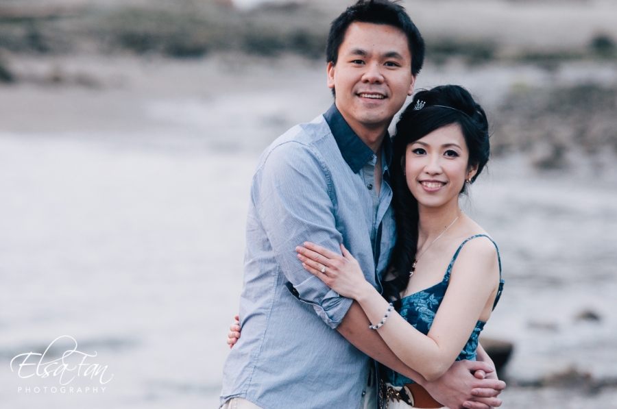 Sunset beach engagement photography Shirley and Stephen